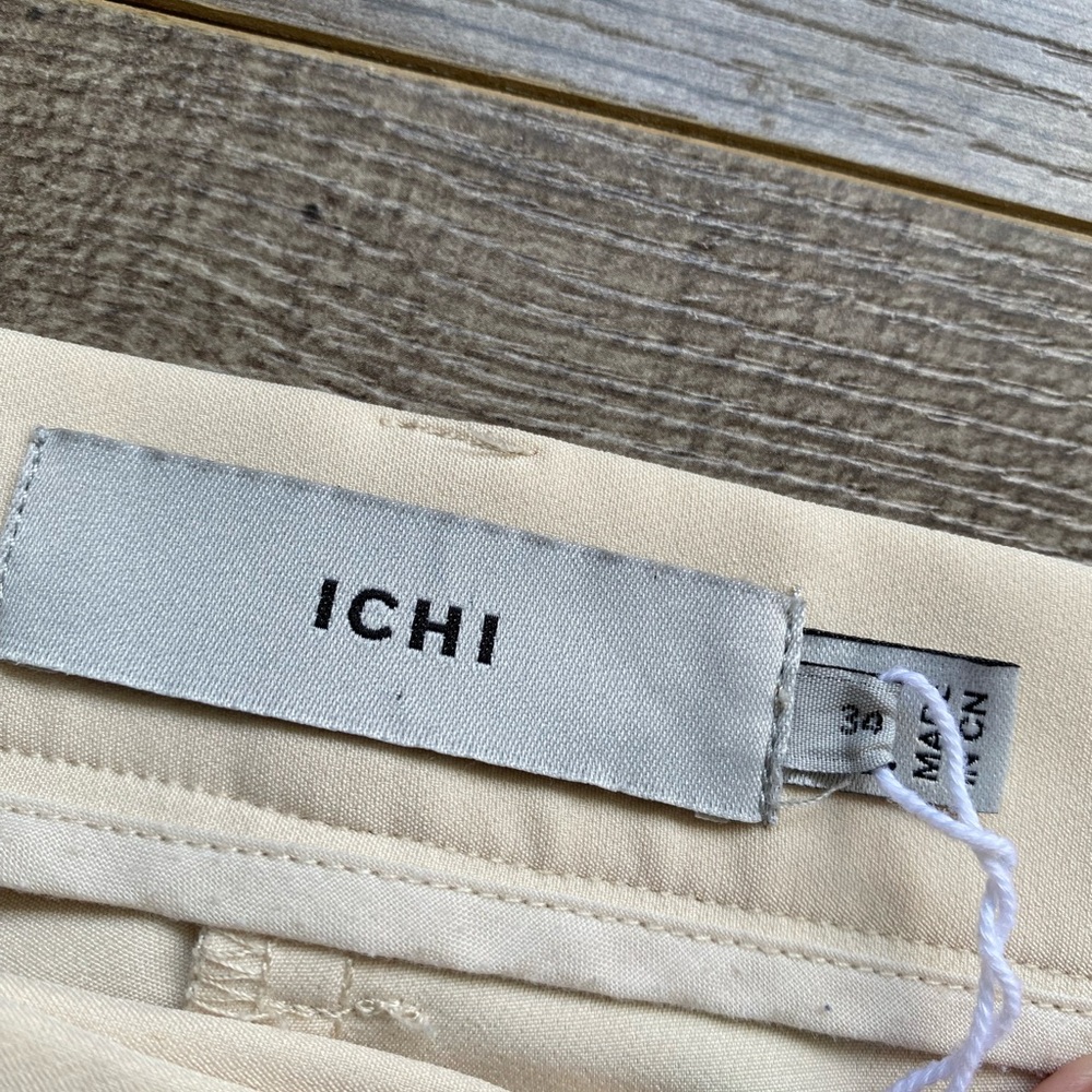 NWOT ICHI IHLEXI TROUSERS, beige/ neutral, slight crop, mid rise, straight leg - Picture 10 of 13